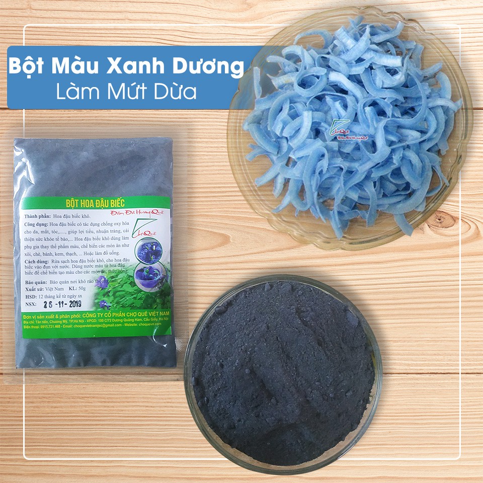 Bột Tạo Màu Xanh Dương Cho Mứt Dừa (bột Hoa đậu biếc) 50g