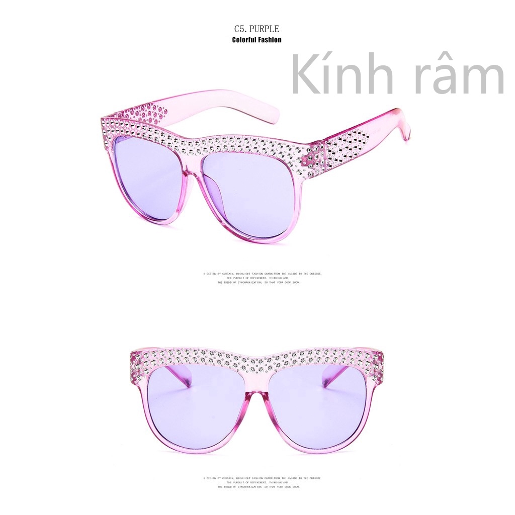 Kính mát vuông đính đá lấp lánh cho nữ