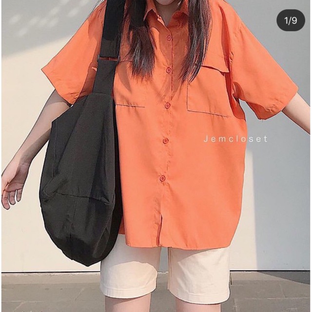 Áo sơ mi nữ túi hộp form rộng tay ngắn IRU nhiều màu- 1562 ( Jem Closet )