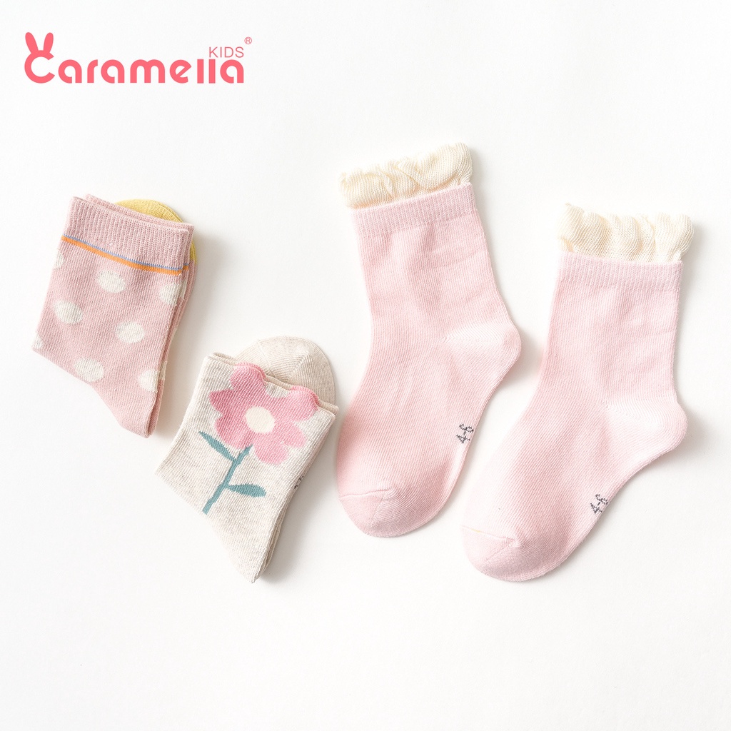 [Cao cấp] Set 3 đôi tất/vớ unisex phong cách hoạt hình chính hãng Caramella cho bé 0-9 tuổi