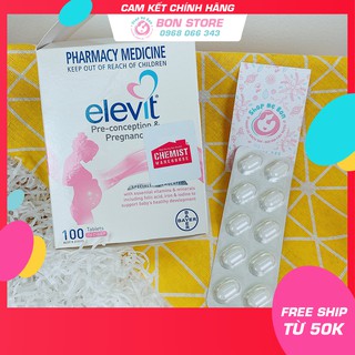 [Chuẩn Úc] Tách lẻ vỉ Elevit Úc cho mẹ Bầu (vỉ 10 viên) - Bóc từ hộp mới Date 2023