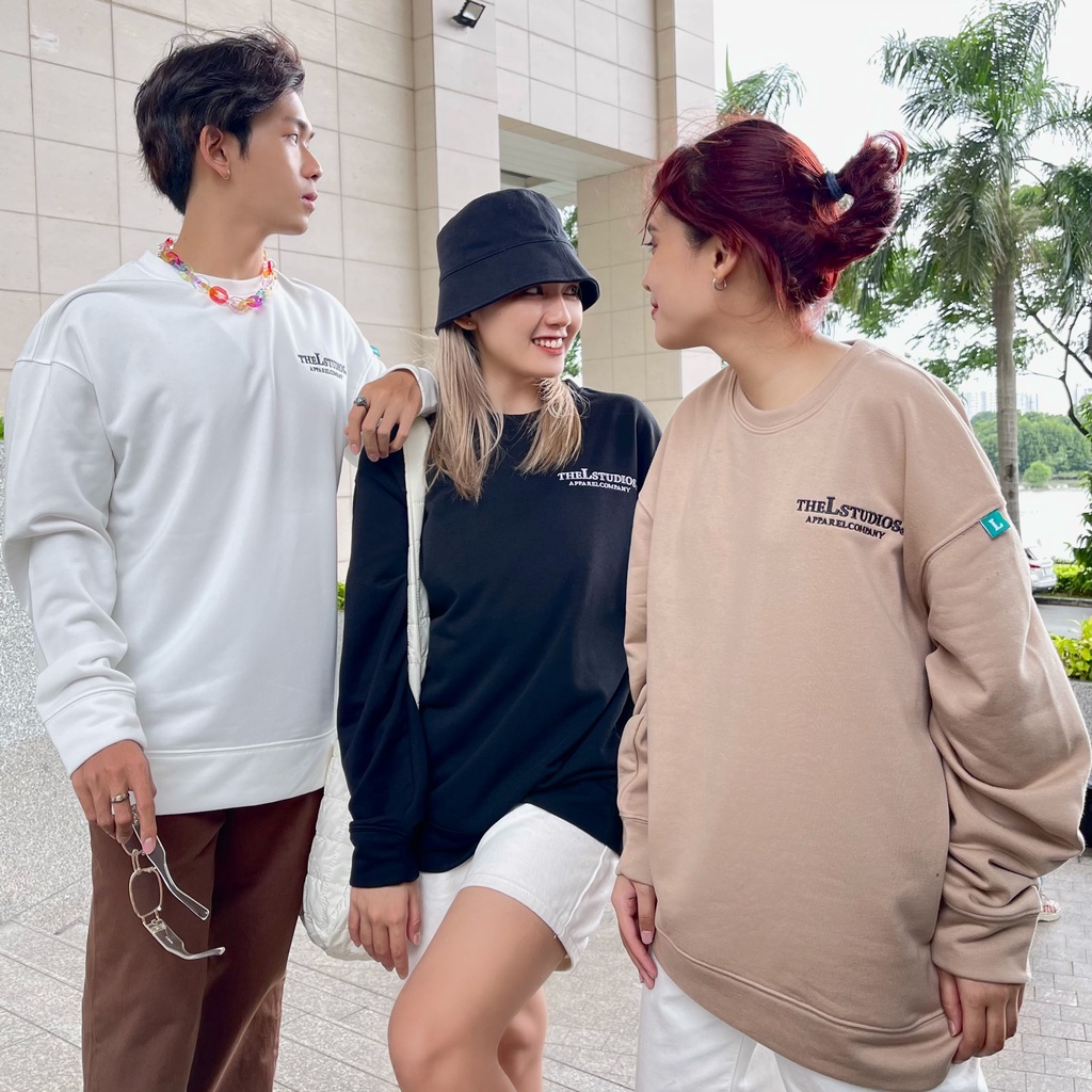 THELSTUDIOS Áo Sweater Nỉ Basic Thêu Logo