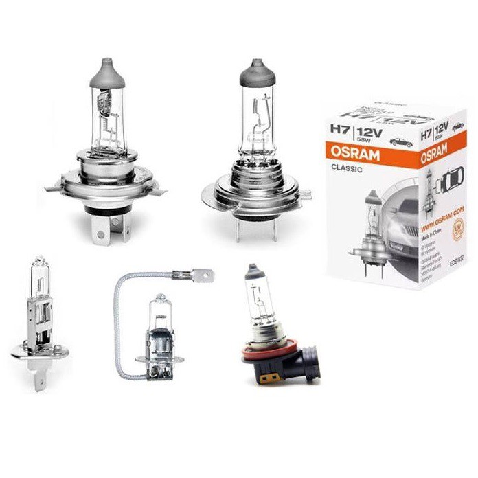 Bóng Đèn Pha Osram 12V 55W Halogen Cao Cấp Chân H1/H3/H4/H7/H11/HIR2 (9012)