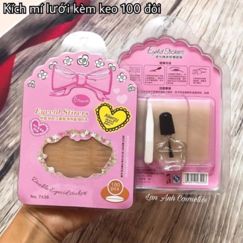 Kích Mí Lưới Tàng Hình Hộp 100 đoi Kèm Keo Và Dụng Cụ