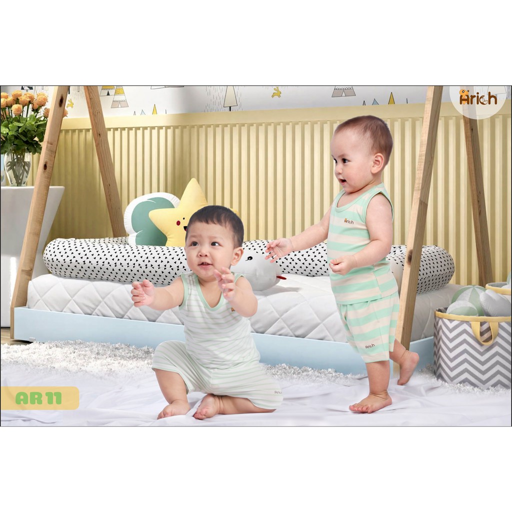 BỘ BA LỖ SỢI TRE KẺ SỌC CHO BÉ TRAI, BÉ GÁI từ 3 tháng đến 5 tuổi