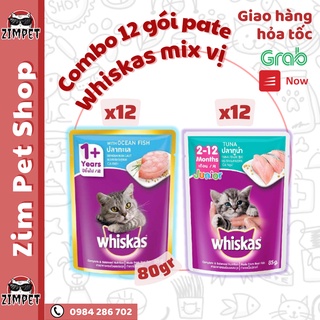 Combo 12 gói pate Whiskas cho mèo - Pate ăn liền cho mèo - Pate Whiskas gói 80g các vị