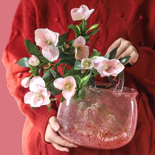 GIỎ HOA THUỶ TINH CAO CẤP HỒNG