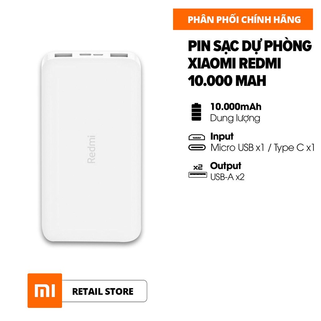 Pin sạc dự phòng Xiaomi Redmi 10.000mAh chính hãng