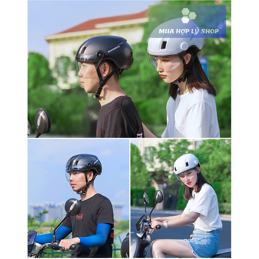 Mũ Nón Bảo Hiểm ROCKBROS Có Kính Chống Nắng Đi Xe Máy Xe Đạp Điện, An Toàn Nhẹ Nhàng Và Thoáng Khí