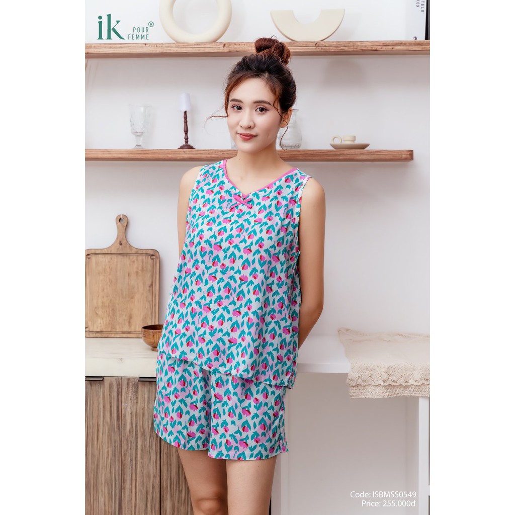 Bộ lanh IK áo sát nách quần sooc - M549