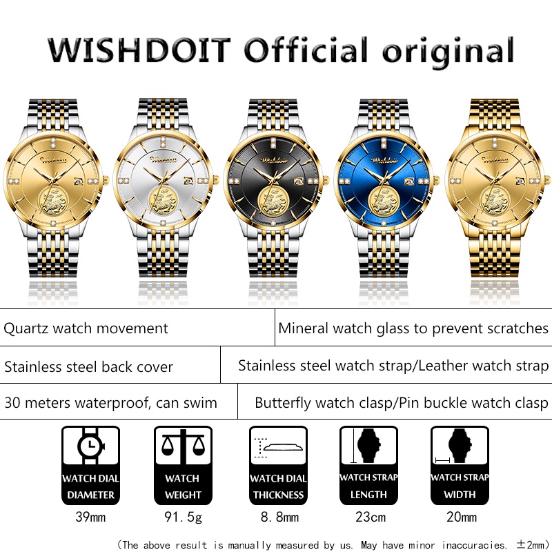 Đồng hồ quartz chất liệu thép không gỉ WISHDOIT