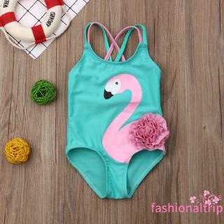 Đồ Bơi Một Mảnh In Hình Chim Hồng Hạc Cho Bé Gái