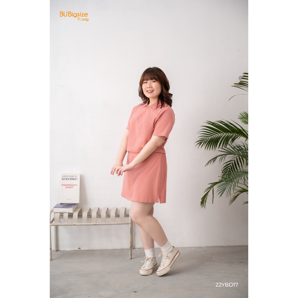 Set bộ áo thun dáng ngắn + Chân váy BIGSIZE (55kg đến 95kg) - 22YBD17 - BU Bigsize Young