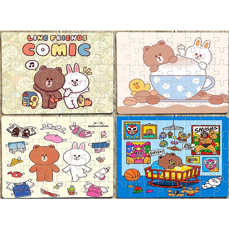tranh ghép hình ba anh em gấu A5 40 mảnh TGHI4 cute molang pusheen gấu brown tonton bé đào khủng long hoàng đế mèo capoo