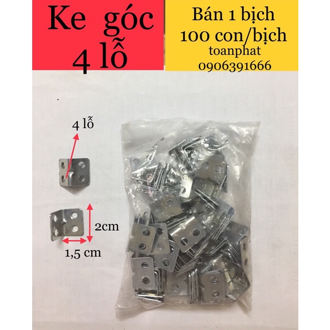 Ke góc vuông| ke minni 2cm-4 lỗ (100 cái)