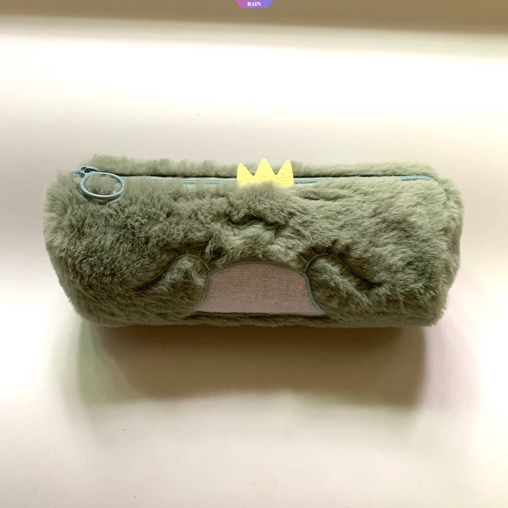 Túi Đựng Bút Hình Khủng Long Nhồi Bông Màu Xanh Lá Dễ Thương Cho Học Sinh / Văn Phòng