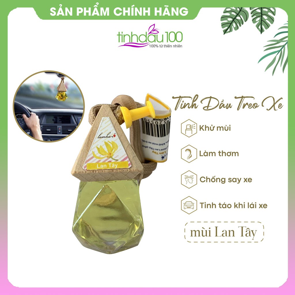 Tinh dầu treo xe hơi lan tây Lam Hà. Tinh dầu xe ô tô 7ml khử mùi, thư giãn, tỉnh táo khi lái xe Tinh Dầu 100 Shop