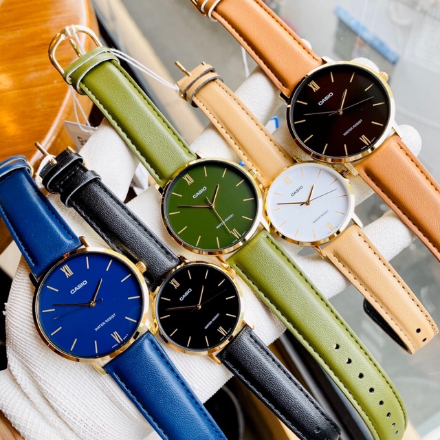 Đồng hồ kim nam nữ dây da CASIO VT01GL nhiều màu mẫu mới 2020