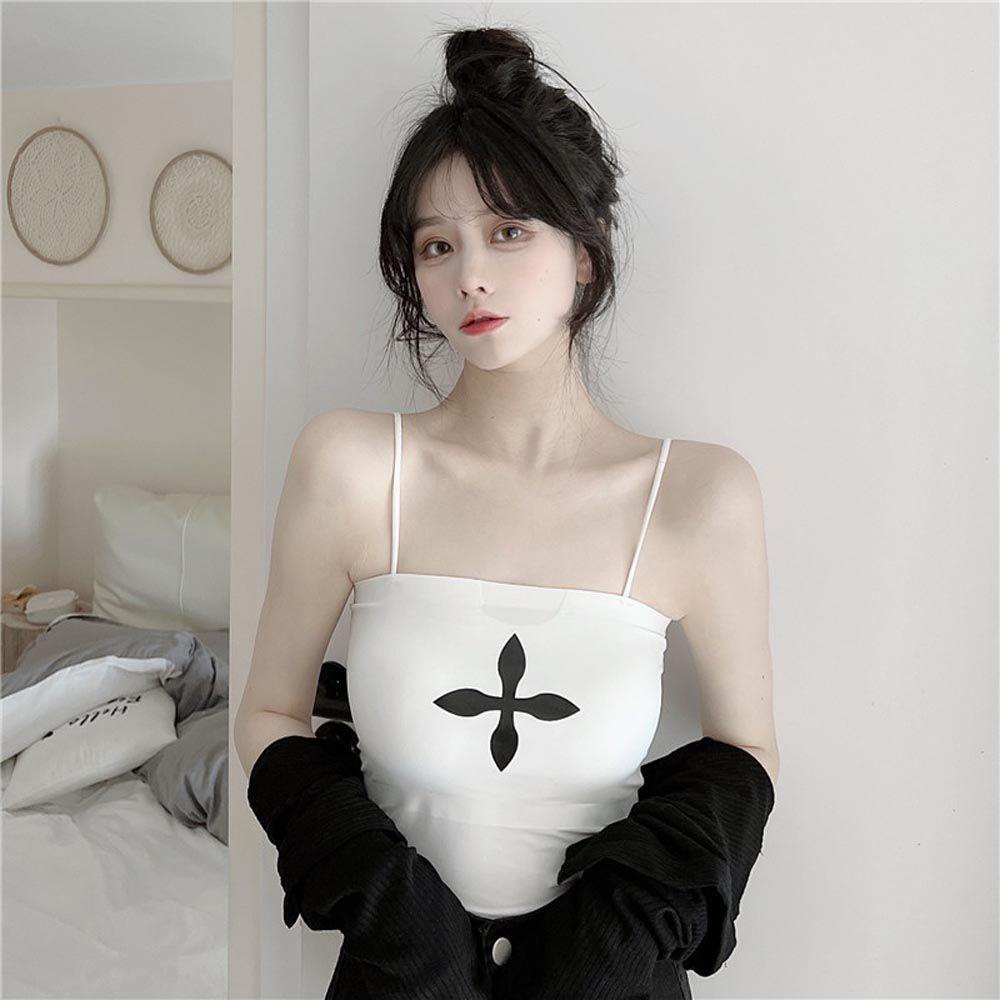 OCEANMAP Áo Tank Top Sát Nách Vải Lụa Lạnh Màu Sắc Ngọt Ngào Quyến Rũ