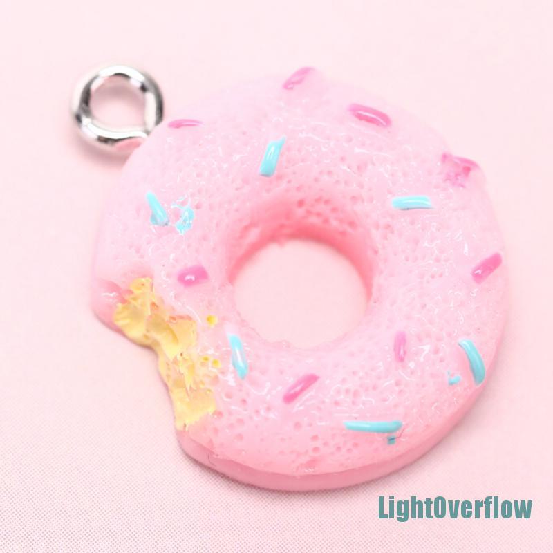 Set 10 Mặt Dây Chuyền Hình Bánh Donut Bằng Nhựa Resin DIY