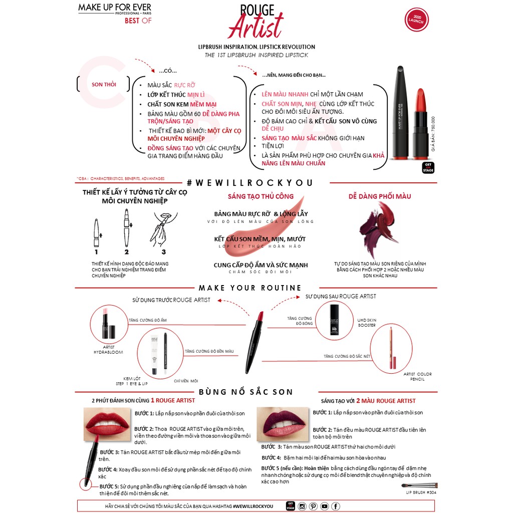 [Mã COSMUFET3 -8% đơn 250K] Make Up For Ever - Son Rouge Artist Intense Lipstick 3.2G