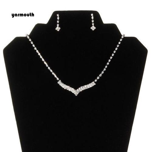 Bộ Vòng cổ + Bông Tai Đính Đá Thời Trang Cho Nữ