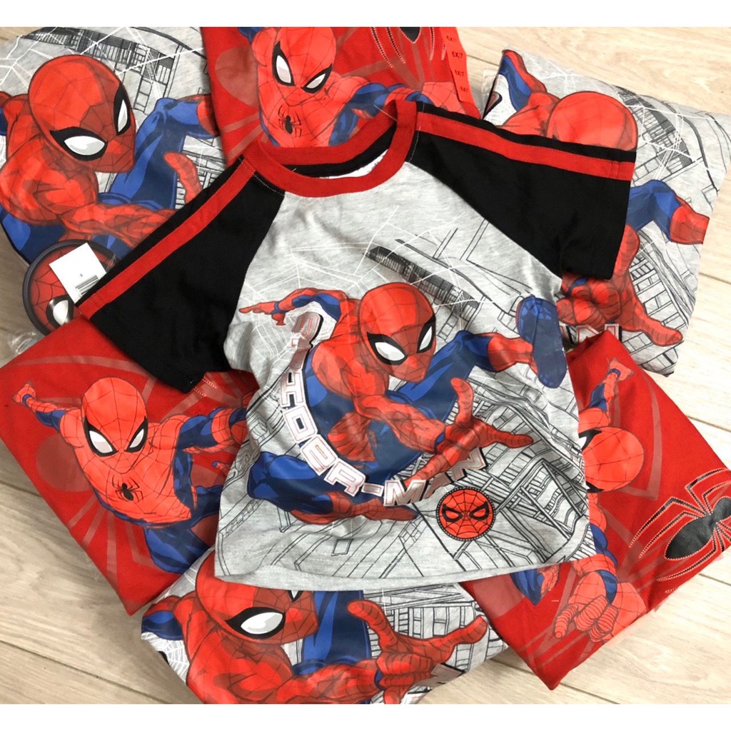 Set 2 áo cộc tay siêu nhân nhện spiderman Disney dư xịn cho bé trai