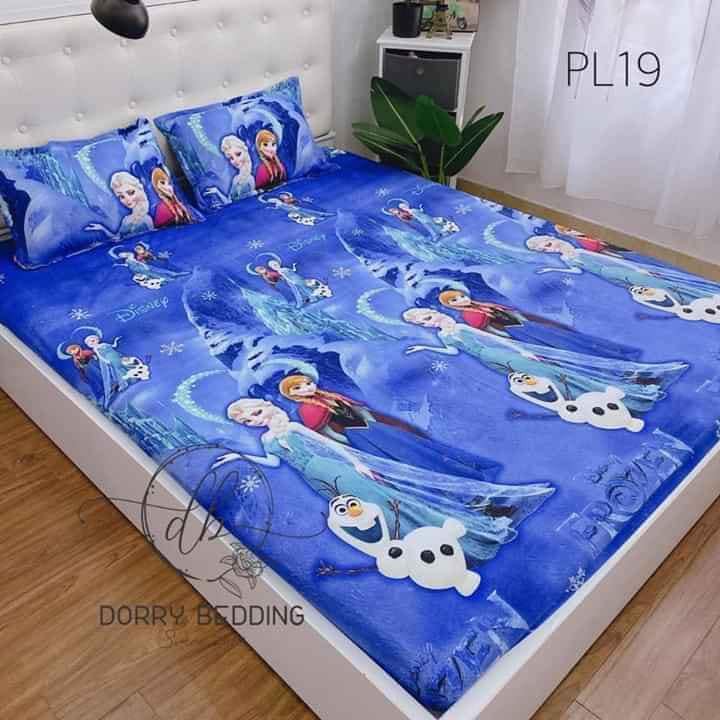 Bộ drap nệm - 1 ga kèm 2 vỏ gối nằm hoạt hình Doraemon 1M2 1M6 1M8