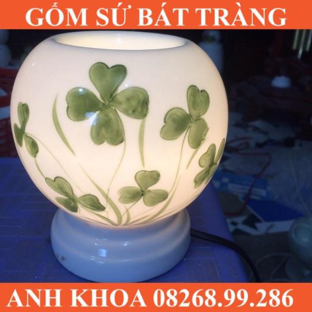 Đèn xông tinh dầu size to có kẹp đèn cao 15cm - Gốm sứ Bát Tràng Anh Khoa