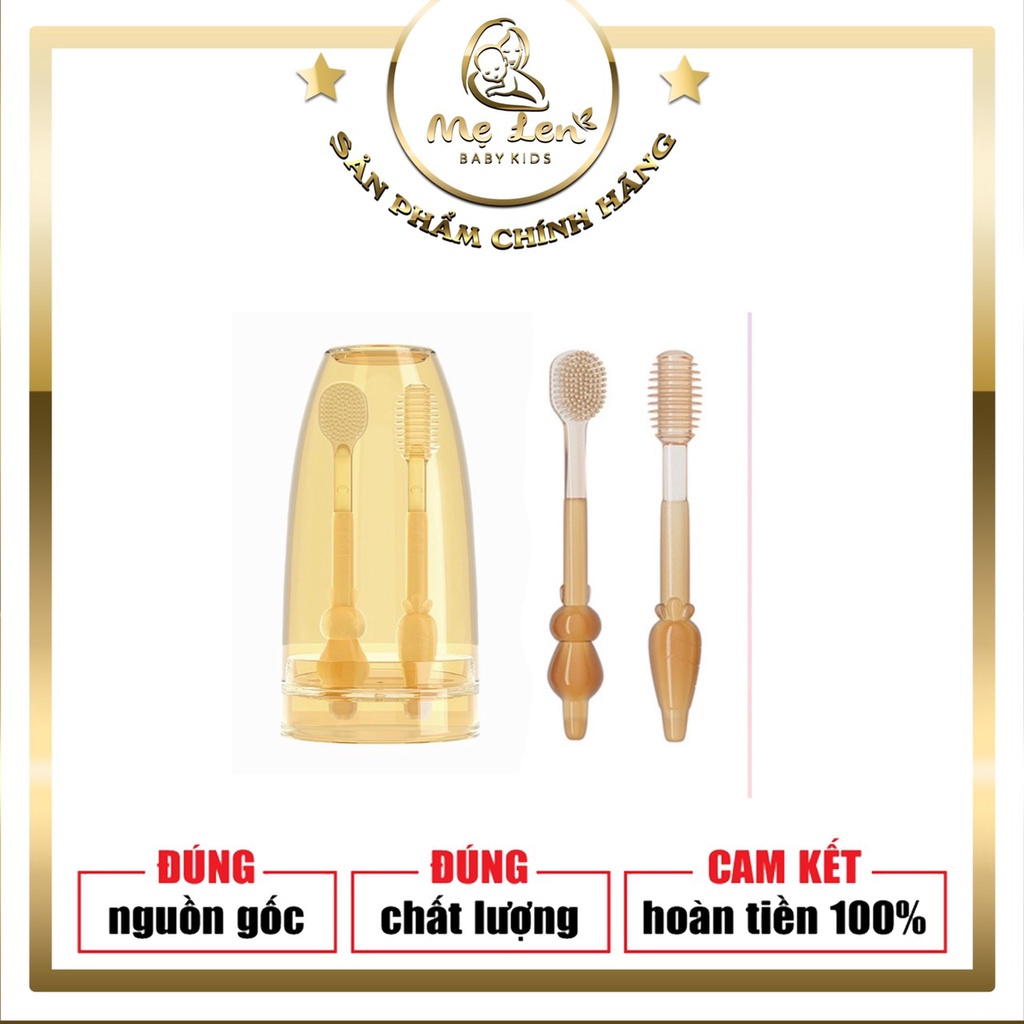 Set rơ lưỡi và bàn chải đánh răng silicon cho bé từ 0 - 18 tháng