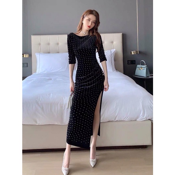 Đầm nhung nữ cao cấp kiểu dáng quyến rũ QCNP3318