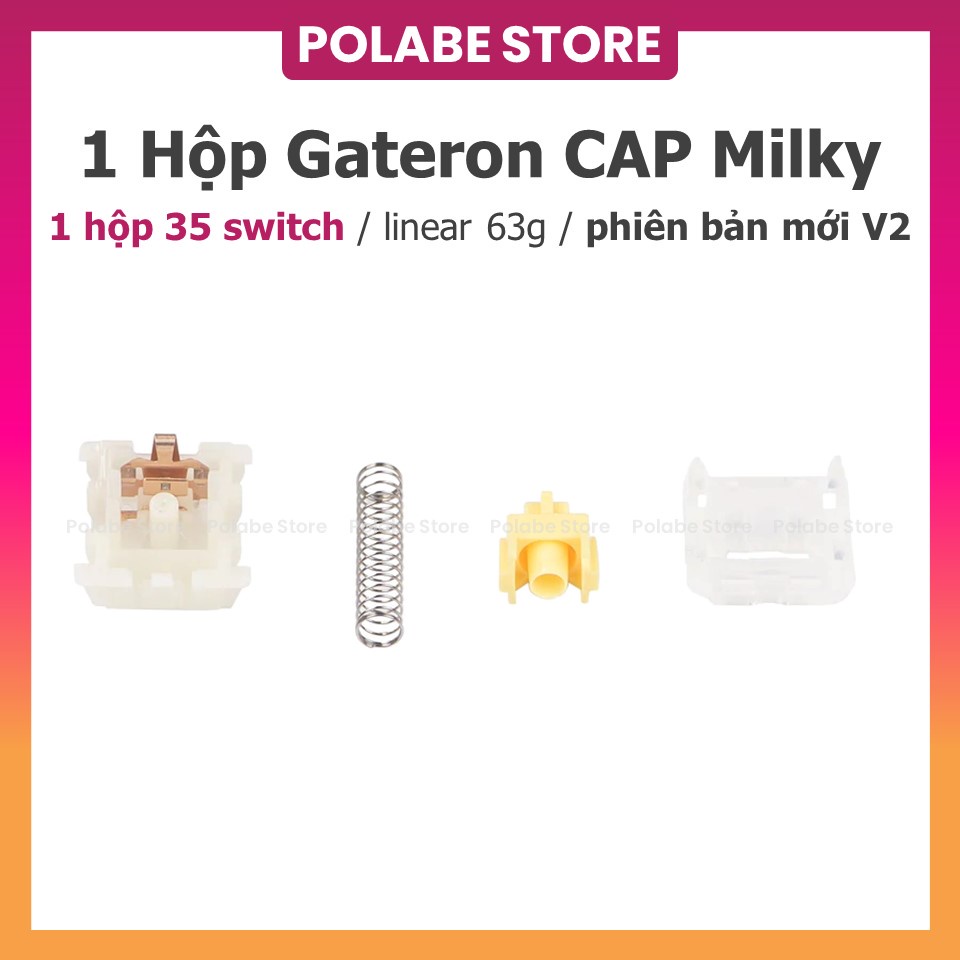 1 hộp 35 switch Gateron Cap Milky Yellow v2 Công Tắc Bàn Phím Cơ - Polabe Store