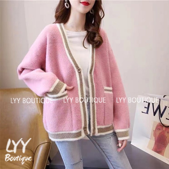 Áo khoác cardigan nữ len lông dầy mịn có túi 3 màu hàng Quảng Châu LYY BOUTIQUE