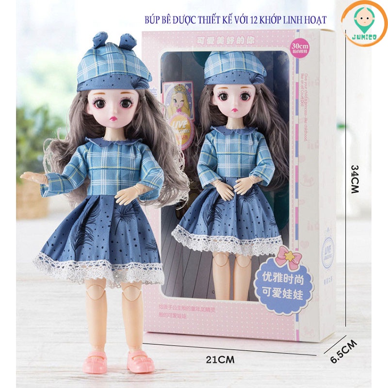 Búp bê barbie có khớp 30cm giá rẻ,đồ chơi cho bé gái phát triển trí tuệ JUMICO BUB