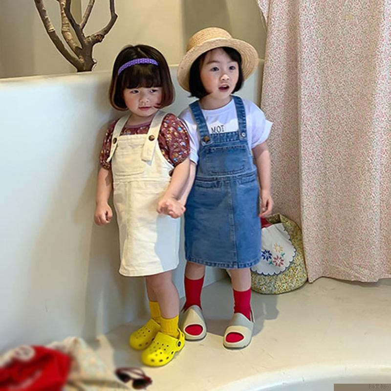 Đầm yếm denim phong cách phương Tây dễ thương dành cho trẻ em