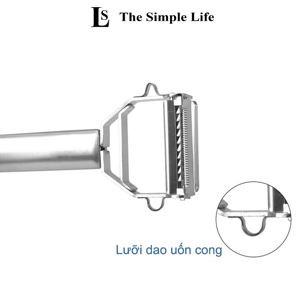 Dao cạo rau củ cầm tay inox đa năng, dao nạo rau củ thành sợi đa năng tích hợp 3 trong 1 bằng inox cao cấp