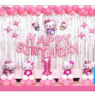 Set Bong Bóng Mèo Hello Kitty Trang Trí Sinh Nhật, Trang Trí Thôi Nôi Cho Bé ABSHOP COM VN