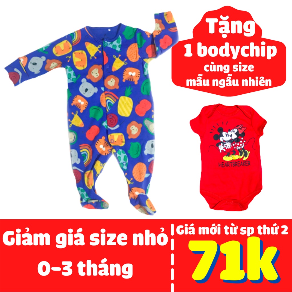 0-3 tháng - Bodysuit/body liền tất/sleep suit/đồ liền thân cho bé gái và bé trai vải cotton mềm mịn 