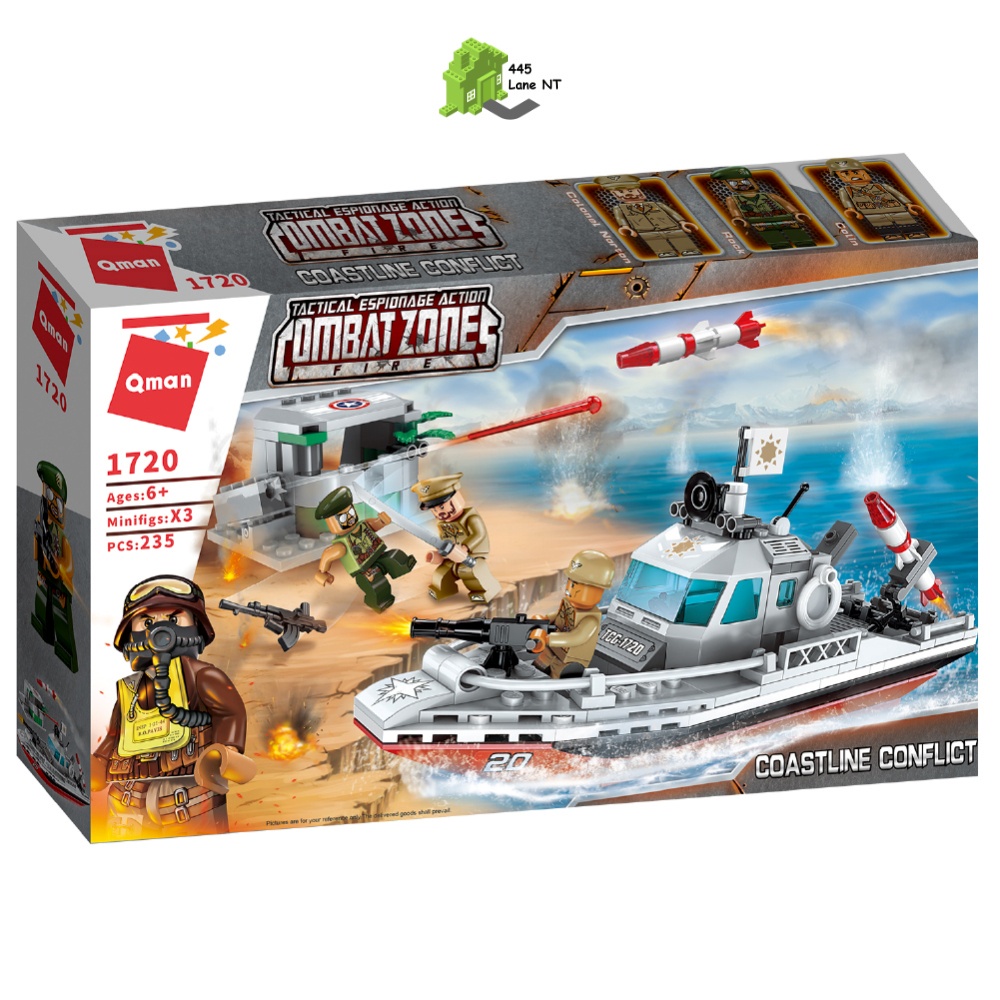 Đồ Chơi Lắp Ráp Lego Quân Sự Qman 1720 Tàu Ca Nô Cảnh Sát Tuần Tra 235 Mảnh Ghép