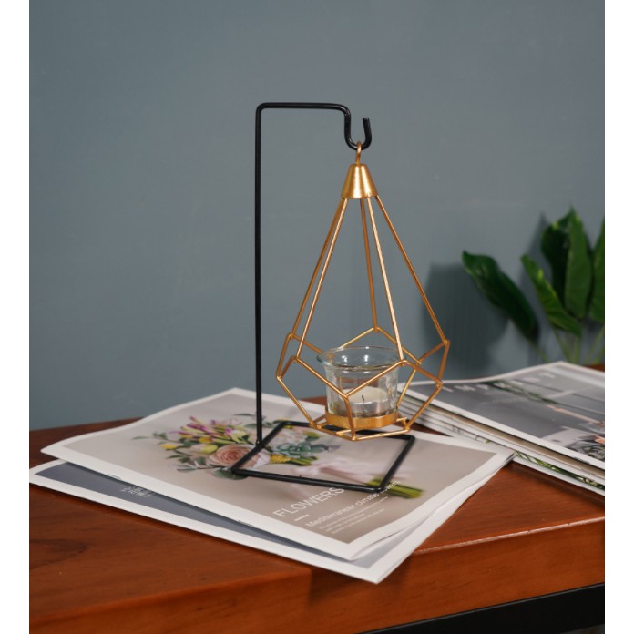 Chân nến bằng kim loại sang trọng có thể trồng cây decor phòng khách, làm việc, kích thước cao 25cm-30cm