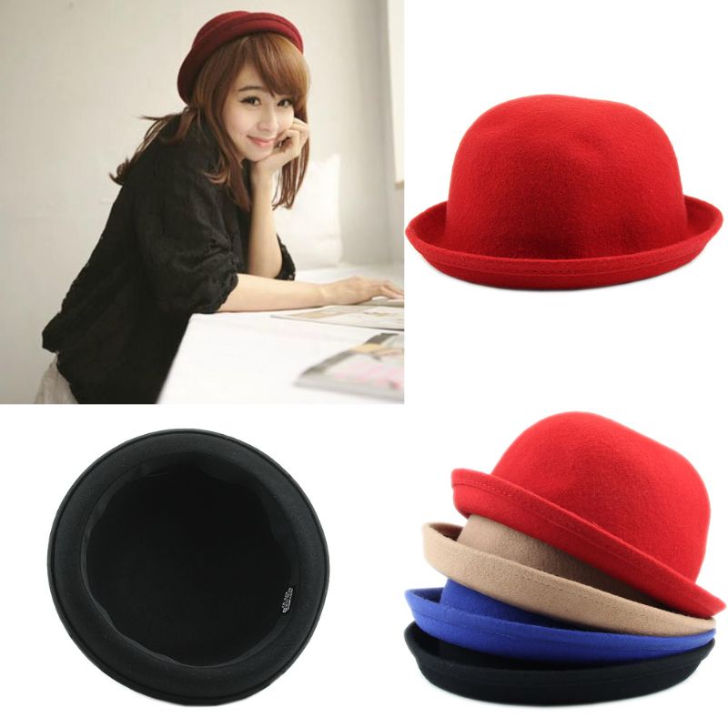 Mũ Bowler Derby Bằng Len Phong Cách Vintage Cho Nam Và Nữ
