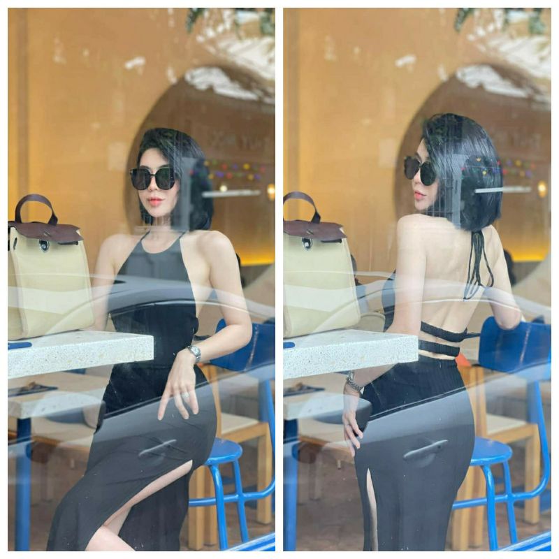 Đầm BODY cổ yếm hở lưng Sexy thu hút mọi ánh nhìn (ẢNH TỰ CHỤP) 040