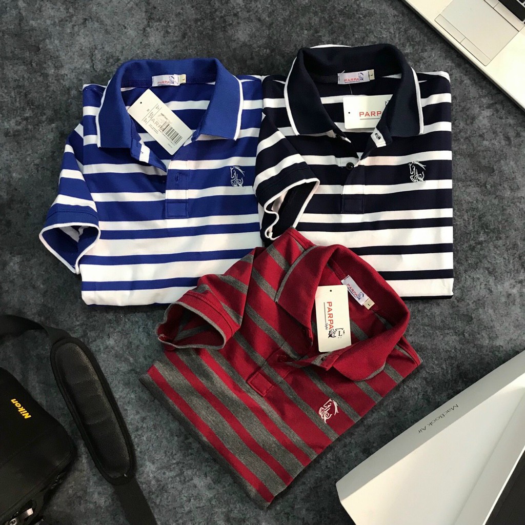 Áo Polo nam trung niên phối sọc vải cá sấu Cotton xuất xịn,chuẩn form,sang trọng-lịch lãm - ⚡️ Hàng VNXK ⚡️
