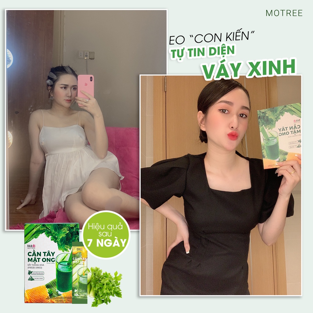 Bột Cần Tây Mật Ong Motree [CHÍNH HÃNG] Cần Tây Mật Ong hỗ trợ giảm cân, cung cấp chất xơ Detox cơ thể Hộp 14 gói.