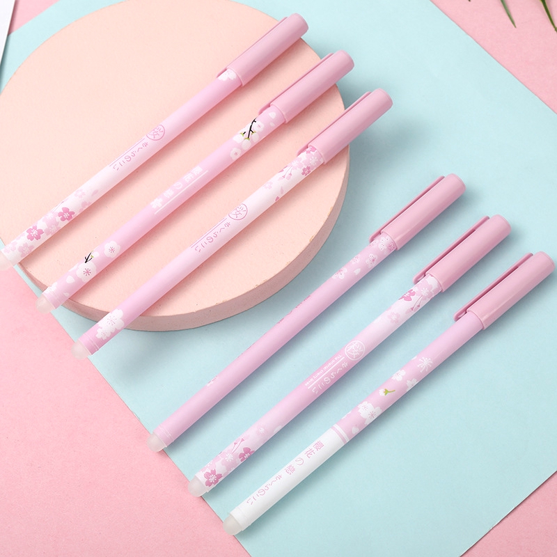 1 Bút Mực Gel Ngòi 0.5mm Có Thể Xóa Được Hình Hoa Anh Đào Màu Hồng/Xanh Dương
