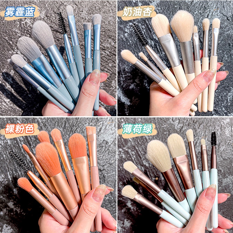 [Hàng mới về] Bộ 8 cọ trang điểm đánh phấn mắt kẻ viền môi đánh phấn má hồng chuyên nghiệp