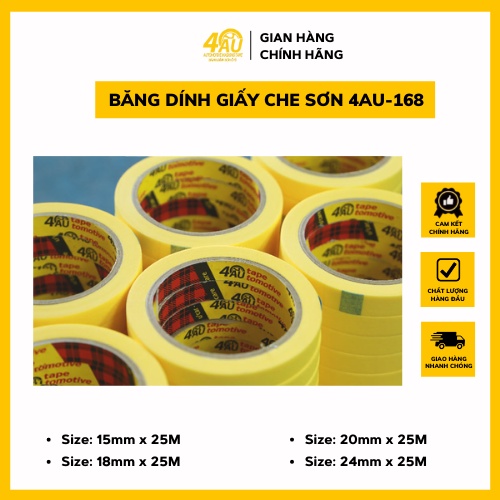Băng keo giấy đủ size không để lại keo 4AU Băng dính vàng viết chữ, chặn màu nước, màu Acrylic, sơn, chịu nhiệt_VATTUSON