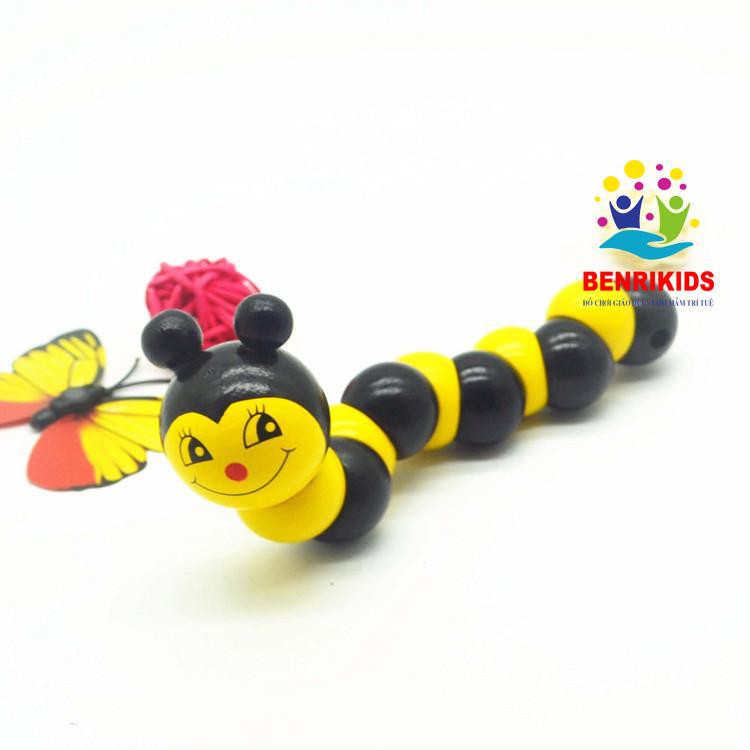 Đồ Chơi Gỗ Con Ong Uốn Dẻo Rèn Luyện Cơ Tay Cho Bé