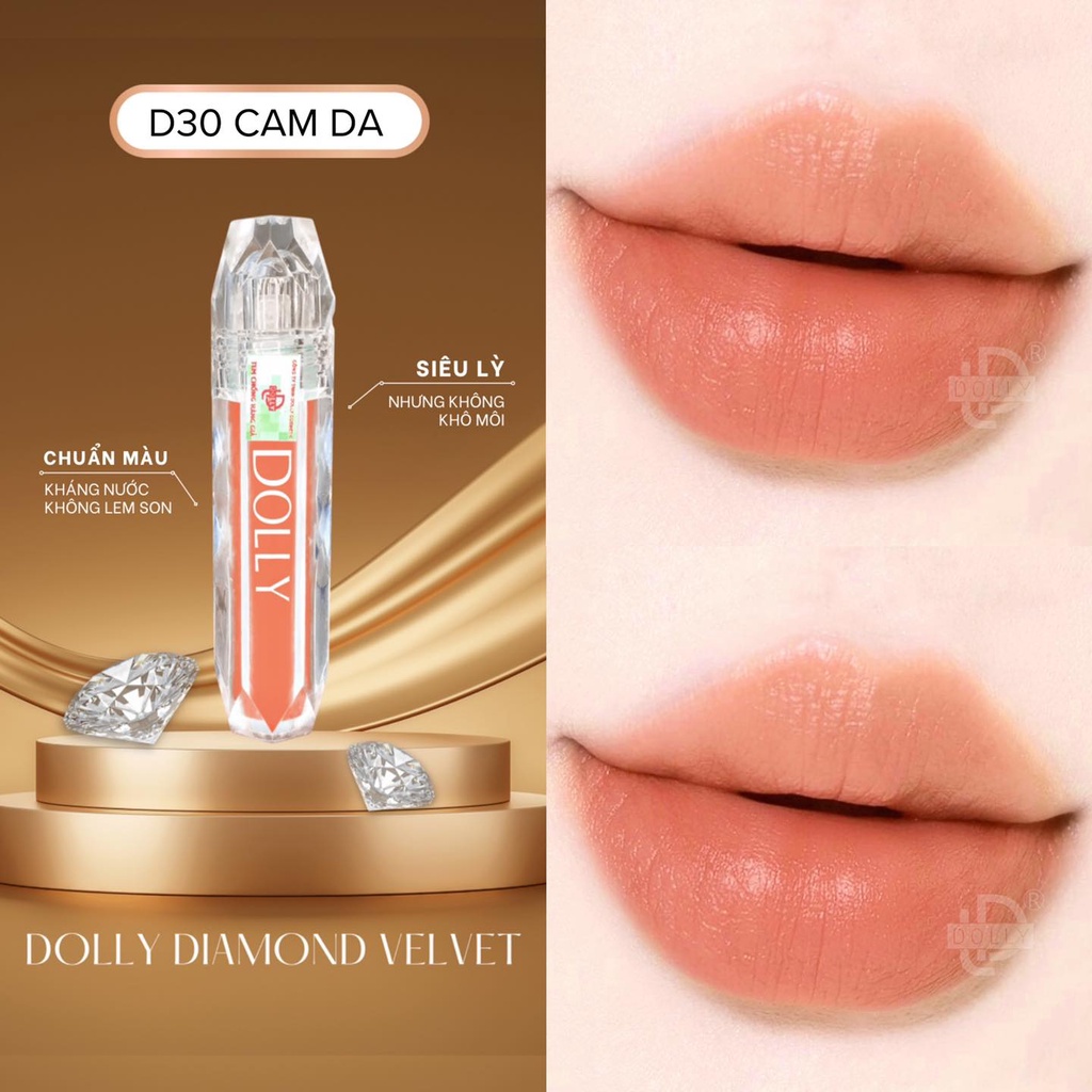 Son Lì Son Kem DOLLY DIAMOND VELVET Không Chì Cao Cấp Chính Hãng