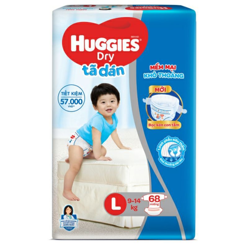 BỈM TÃ DÁN HUGGIES M76/L68/Xl62/ XXL56